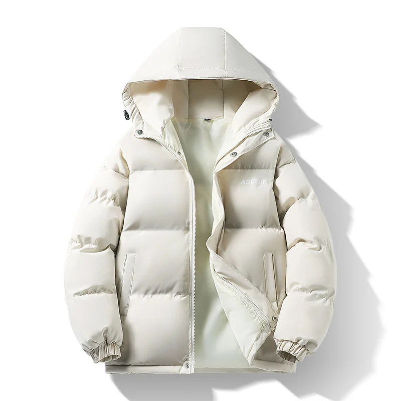 

New Cotton Jacket Autumn Winter Thick Down Cotton Men's and Women's Same Style Bread Jacket Handsome Youth Hooded Loose Jacket