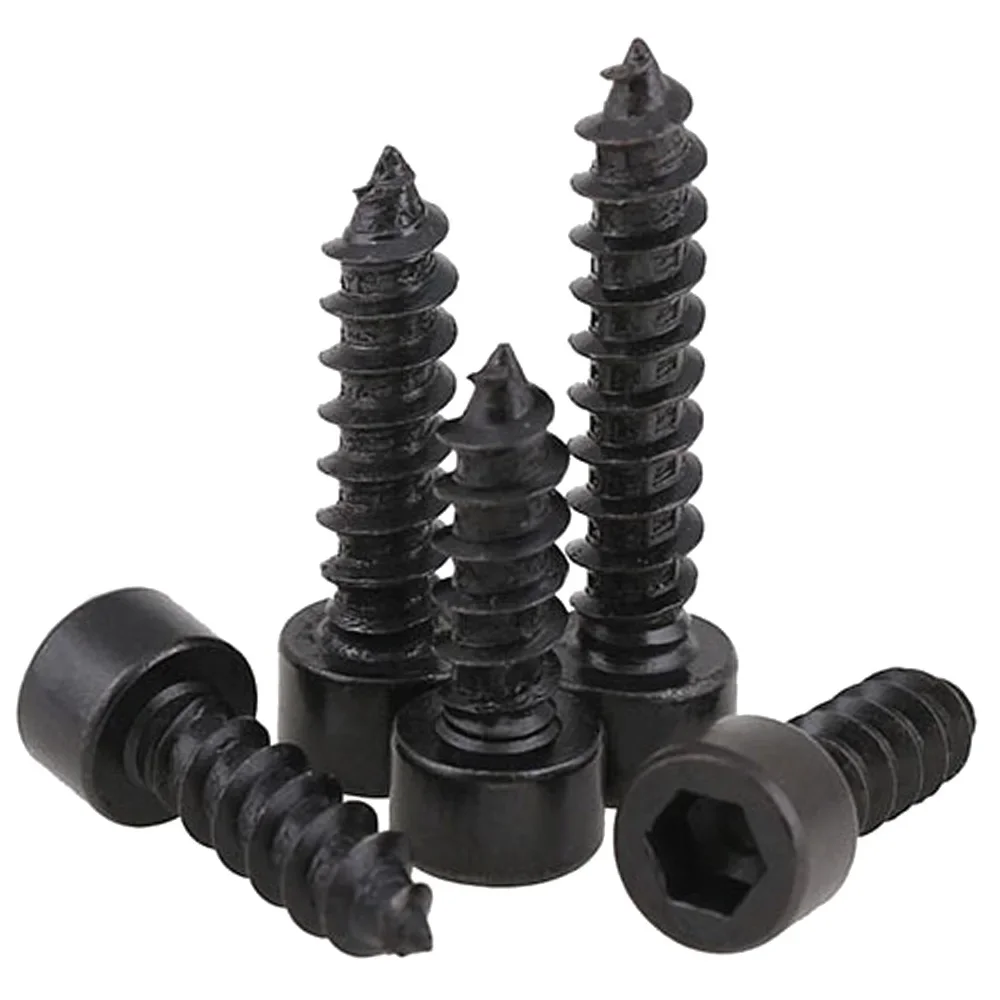 10-50pcs Black Carbon Steel M1.7 M2 M2.2 M2.3 M2.5 M2.6 M3 M3.5 M4 M5 Hexagon Socket Cap Head Self Tapping Model Screws