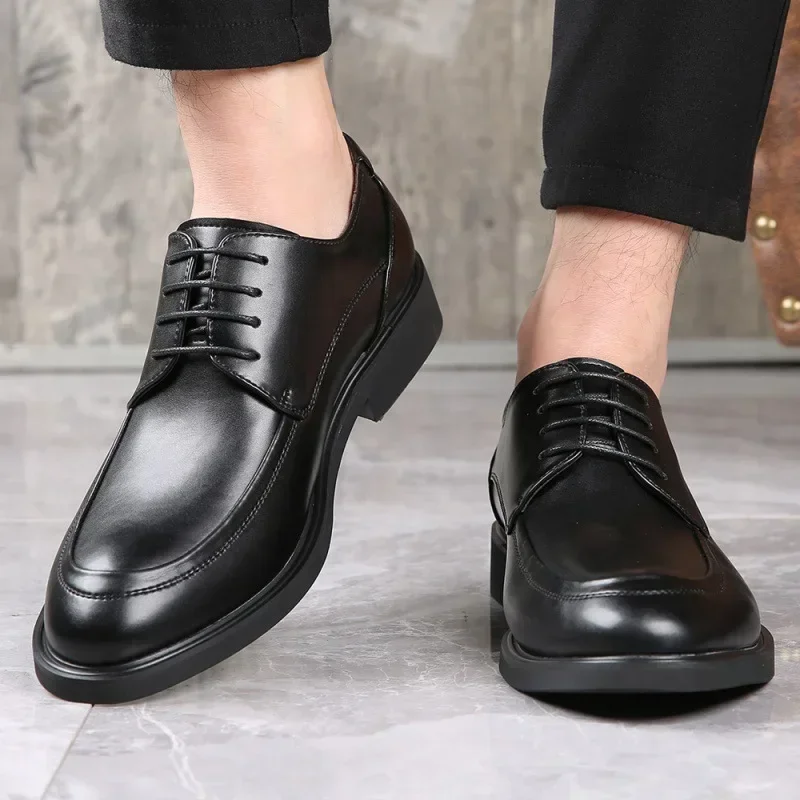 

New Men's Platform High Heels Formal Leather Derby Shoes Luxury Italian Dress Shoes Dress