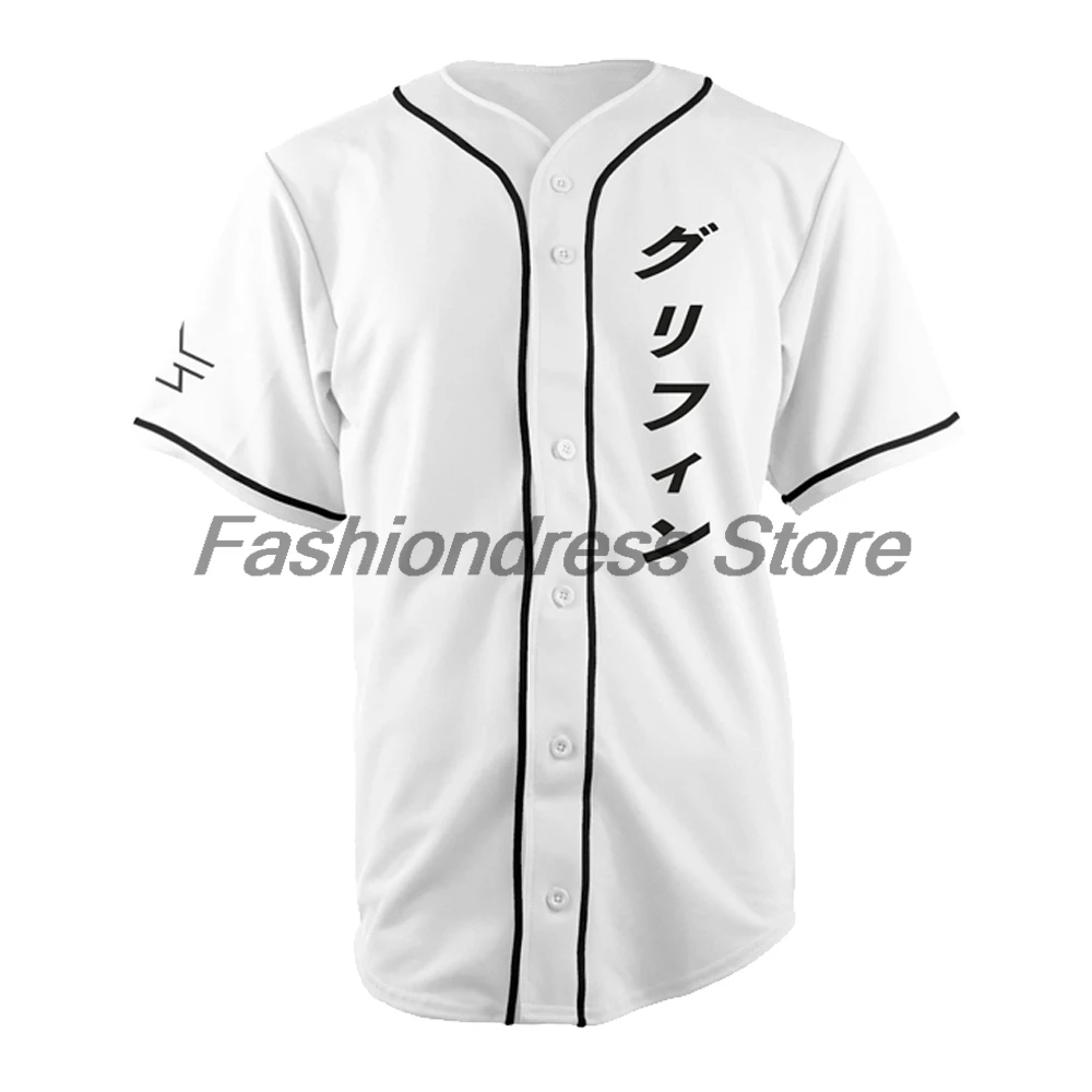 DJ Gryffin Jersey Katakana Baseball Jacket Shirts V-Neck Short Sleeve Button-Down Tee Women Men Streetwear Tops