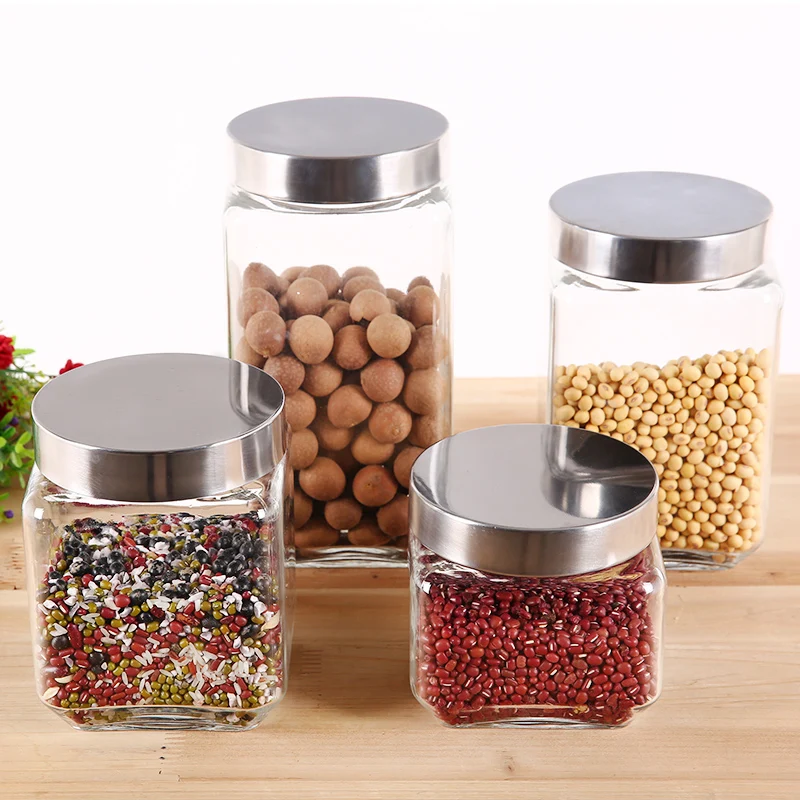 Creative Sealed Glass Grain Jar Candy Food Storage Box Transparent Sealed Coffee Tea Jar Kitchen Utensils Food Container Decor