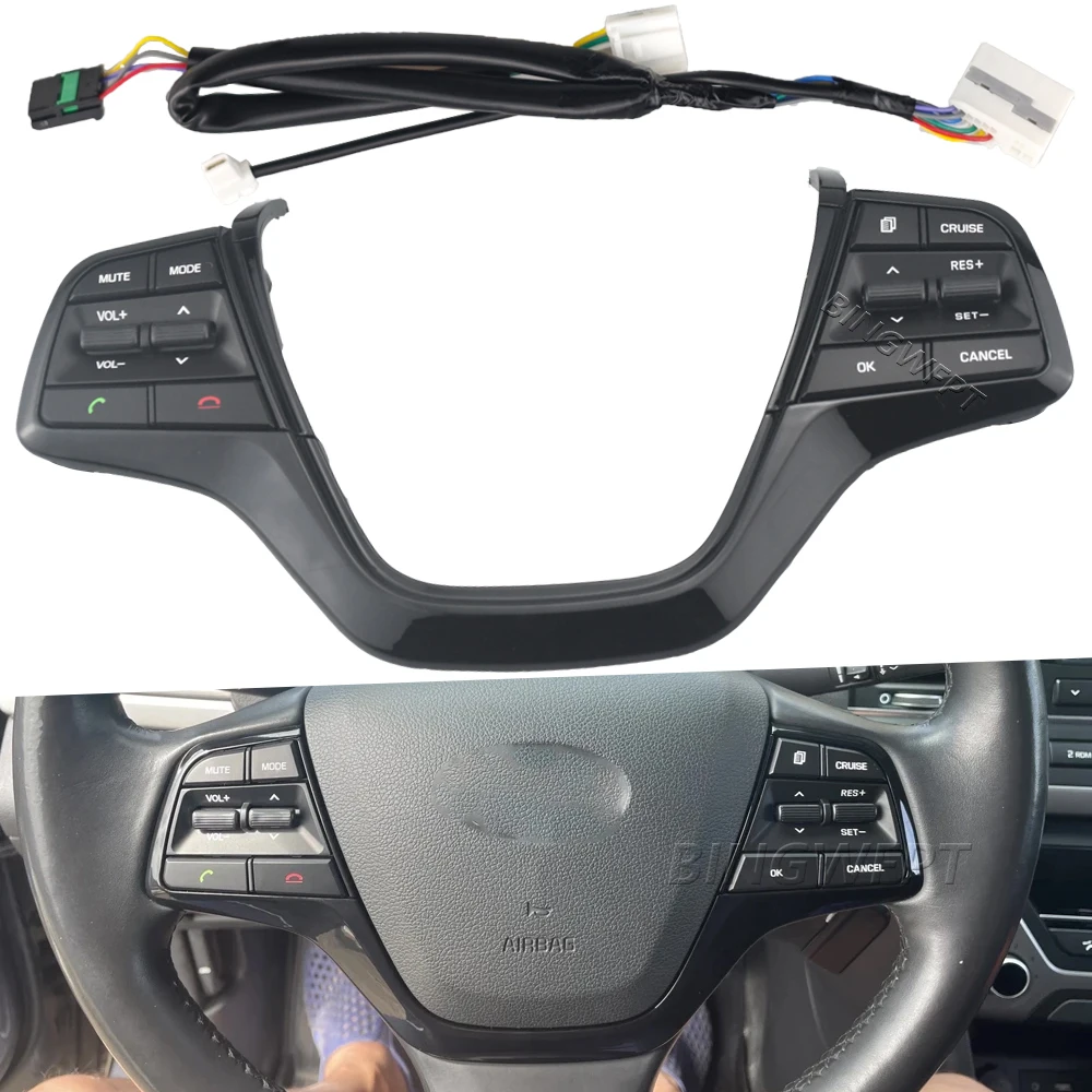 

High Quality For Hyundai Solaris 1.6L 2016 - 2022 Steering Wheel Cruise Control Switch Buttons With Backlight