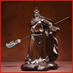 Ebony wood carving Guan Gong's ornaments Wu Caishen Offering the Statue of Guan Gong Home furnishings Gift for shops and houses