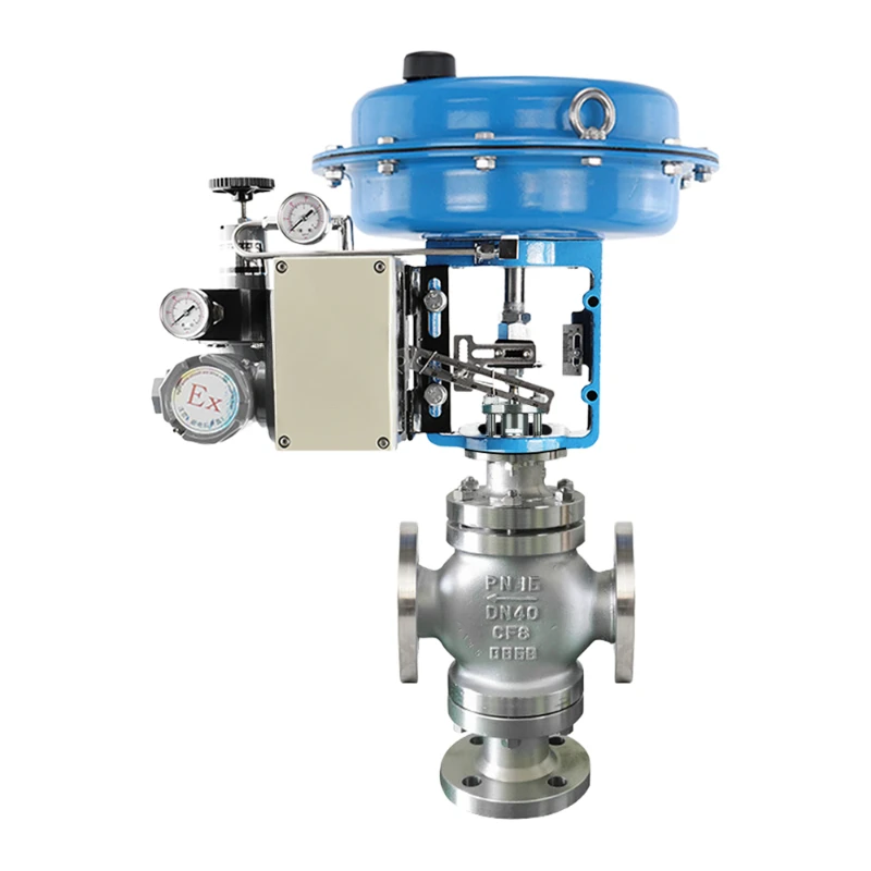 

Diffluence type SS304 3way Pneumatic Diaphragm steam Control Valve Modulating Valve flange end Regulating pneumatic globe Valve