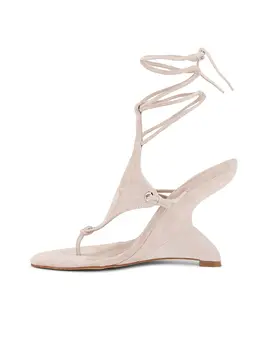 性感棕色絨面革坡跟繫帶涼鞋,黑色10厘米高跟,女士夏季新款奢華設計師派對人字拖鞋 10 最佳銷售 設計師坡跟鞋 - №2