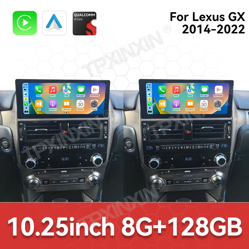 

10.25 Inch QLED Screen Car Radio 8GB 128GB Android 13 For Lexus GX 2014-2022 CarPlay Multimedia Player GPS Navigation Head Unit