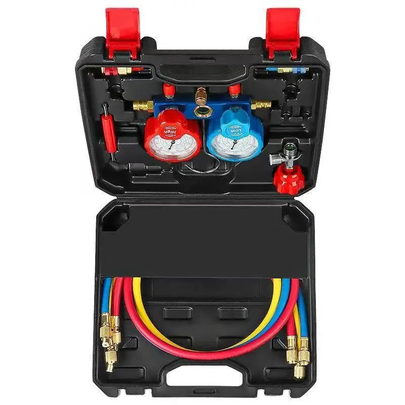 Auto AC Manifold Gauge Set with Can Tap High Low Coupler R134a R1234yf for EV A/C Freon Charging Kit