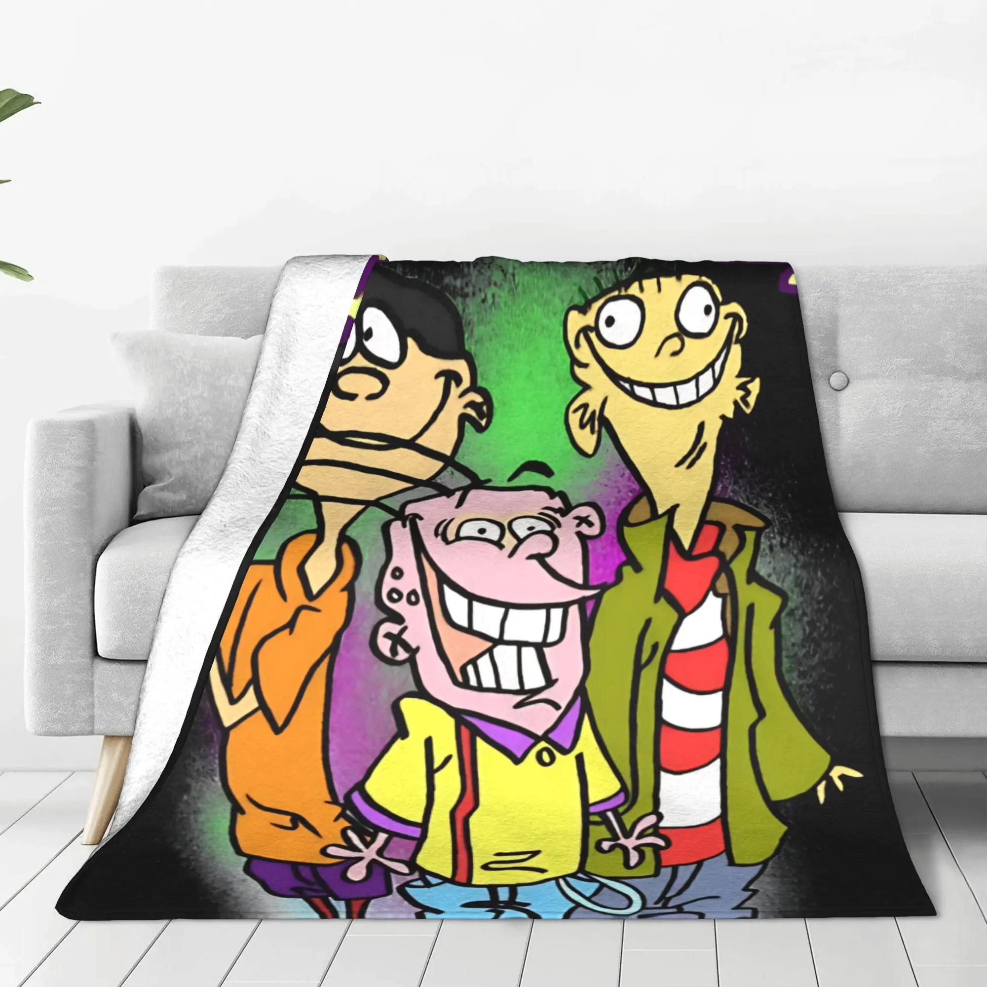 1PC Home Cutecore vintage  Ed  Edd  Eddy Blanket Super Cosy Plush Home Living Room Sofa Halloween