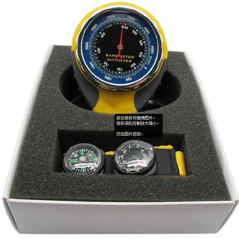 Portable Outdoor Altimeter Battery-Free Altimeter and Barometer Weather Indicator Barometer Thermometer Compass Altitude Meter