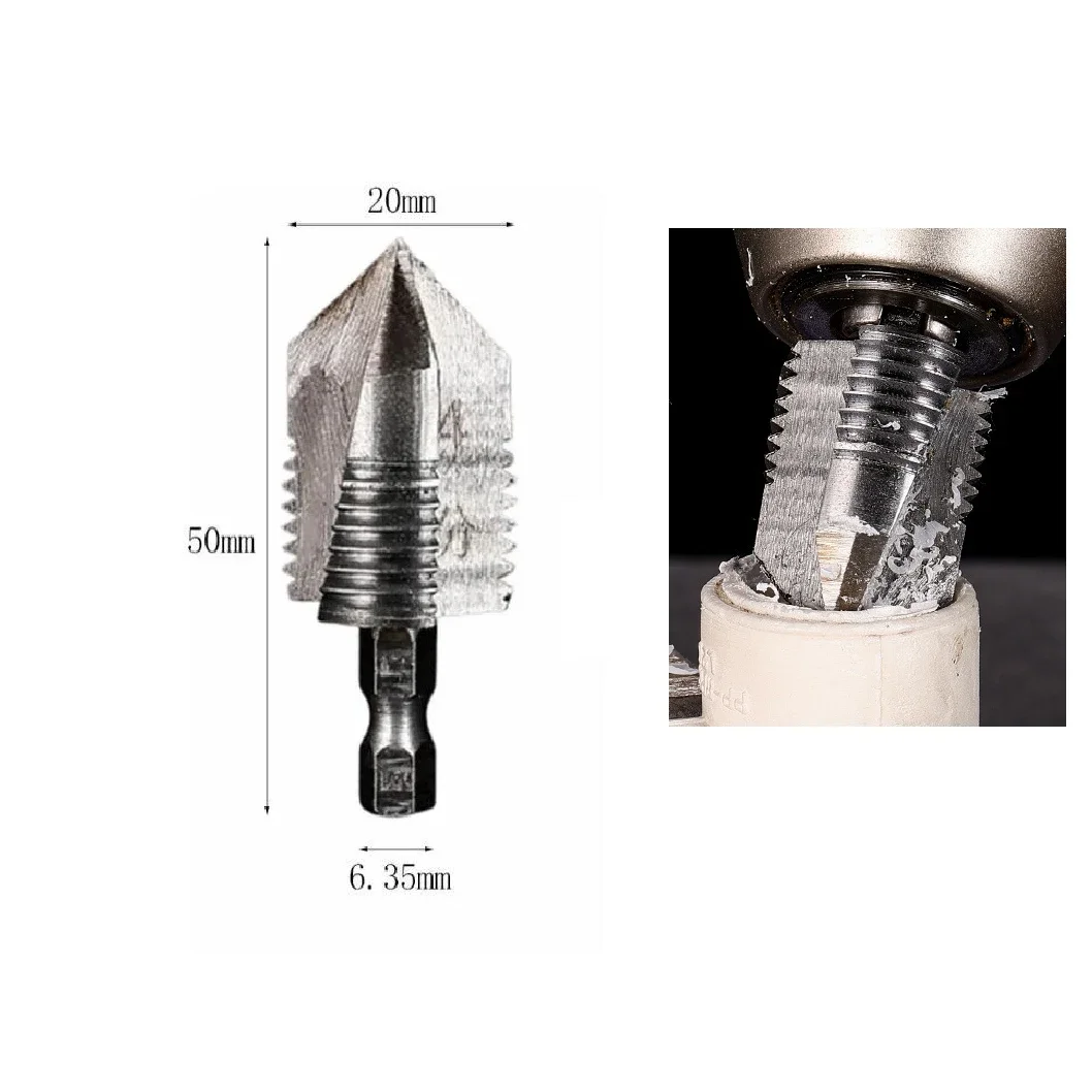 20/25mm PPR Lifting Stepped Drill Bit Hexagon Shank Water Pipe Internal Thread Expander Drill Puncher Bit Power Tools