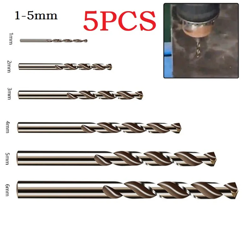 5pc HSS M35 Cobalt Drill Bit Round Shank Gun-Drill Bits For Metal Stainless Steel Drilling Cutter 1mm1.5/2/2.5/3/3.5/4/4.5/5/6mm