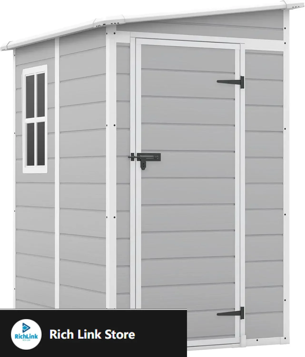 

5x4 FT Outdoor Storage Shed, Resin Storage Shed with Floor & Lockable & Window Door for Patio Furniture,Garden Tools and Bicycle