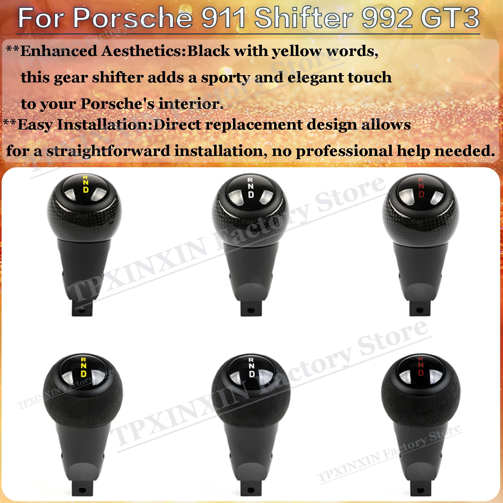 Car Accessories For Porsche 911 Shifter 992 GT3 2021-2022 Interior Center Gear Shifter Shift Head Knob Gearshifter Cover