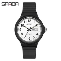 SANDA 6060 Simple Black White Waterproof Watch Clock Reloj  Top Brand Calenda Quartz Watch Minimalism Style Ladies Wristwatch