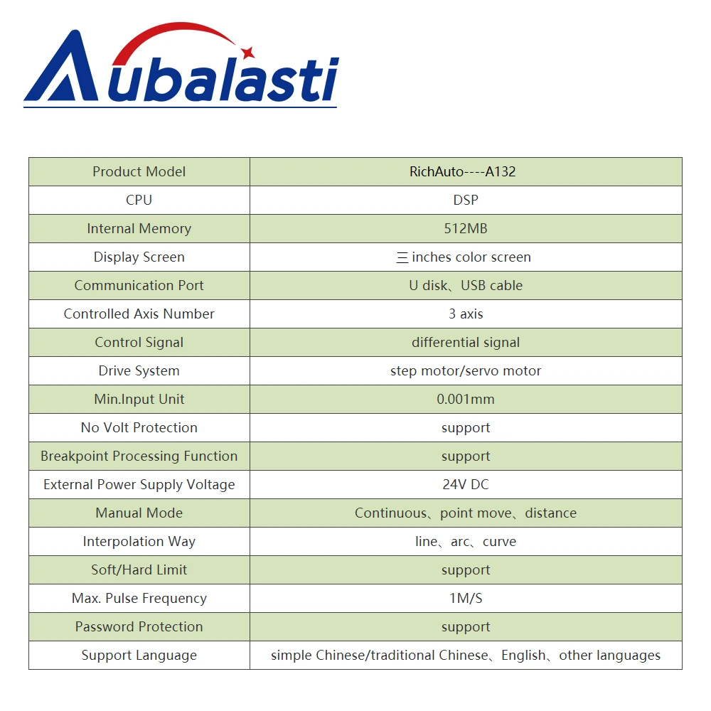 Aubalasti RichAuto CNC Controller DSP A132 3Axis for Turning & Carving Lathe Motion Control System