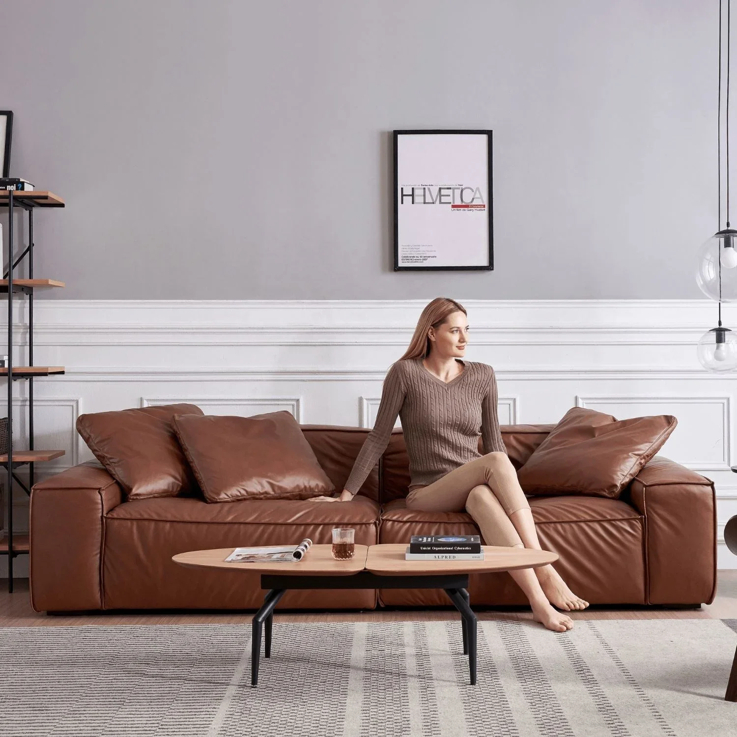 

*d%#X Modern Italian Style 2 Seaters Leather Leisure Sofa Living Room Modular Sectional Sofa.w