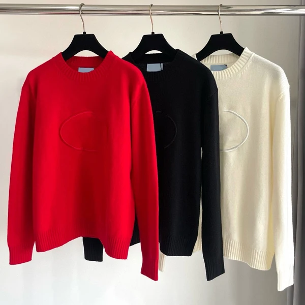 

Женский длинный светящийся круглый вязаный свитер с вышитым логотипом на груди, шерстяной трикотаж, осень-зима, Новое поступление