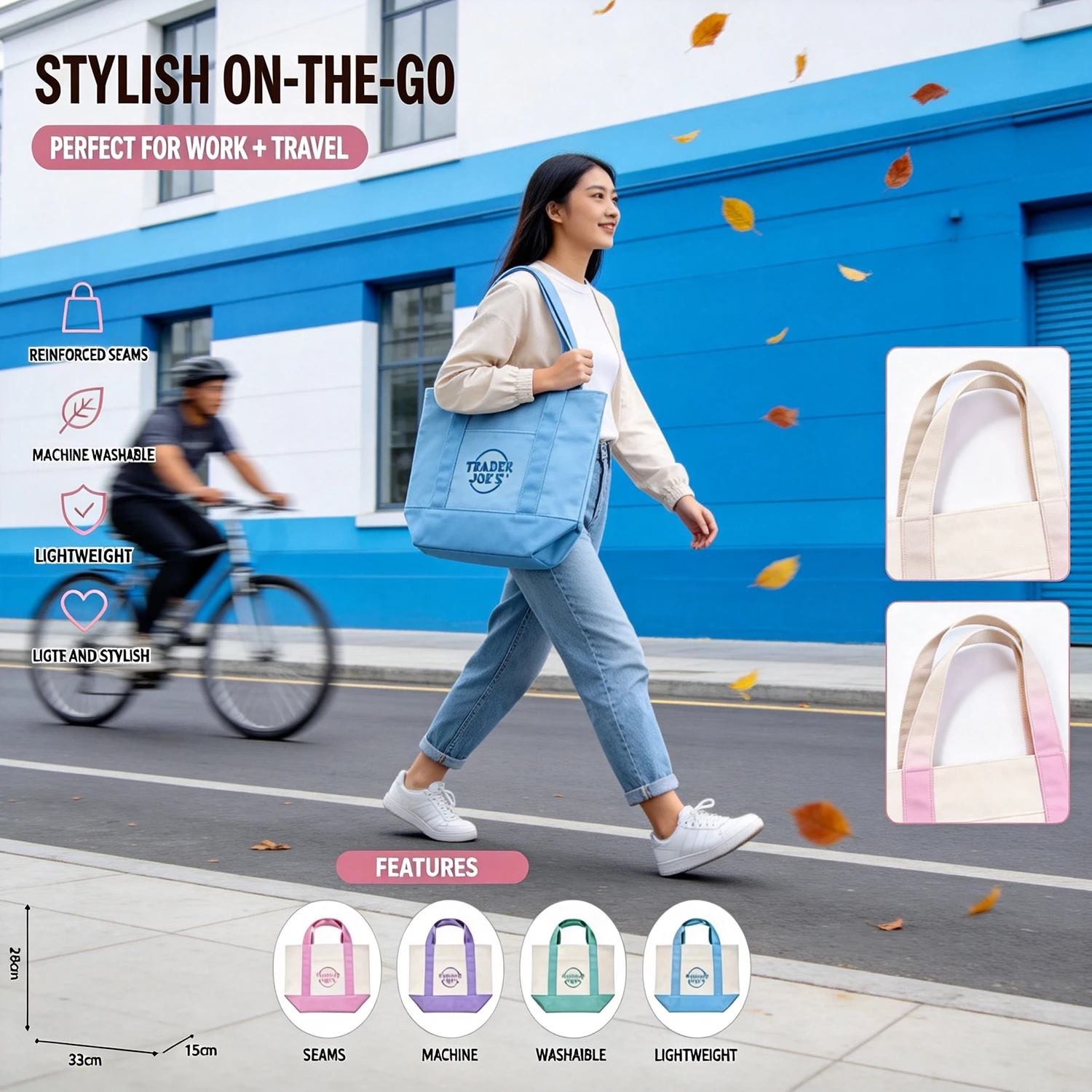 Portable Color-Blocking Outdoor Casual Canvas Tote Bag, Durable and Scratch-Resistant Fabric for Outdoor Scenarios, Large Capacity Handbag for Storing Various Snacks and Essentials During Short Hikes and Picnics.