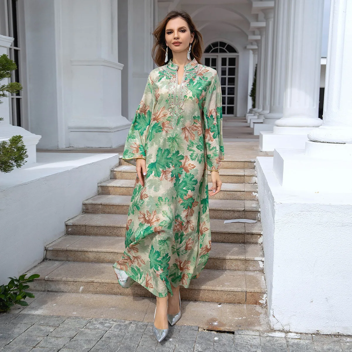 Oriente médio dubai vestido de noite abaya muçulmano roupas femininas bordado moda longo robe atacado