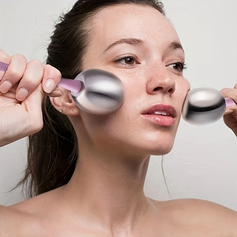 Globi di ghiaccio per il viso Globi spa per il viso criogenici rinfrescanti in acciaio inossidabile per massaggiatore per occhi viso antietà Strumento per la cura della pelle per la cura della bellezza