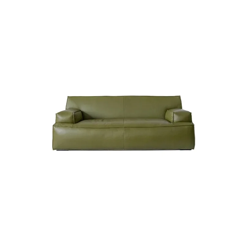 

Leather sofa floor-to-ceiling minimalist medieval green living room sofa