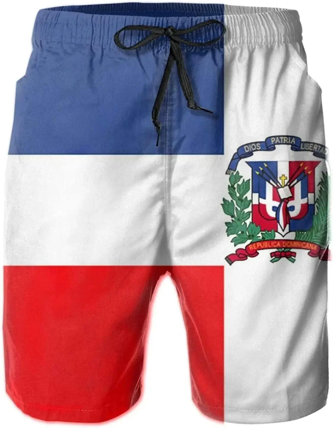 SARA NELL Men's Swim Trunks Dominican Republic Flag Surfing Beach Board Shorts Swimwear