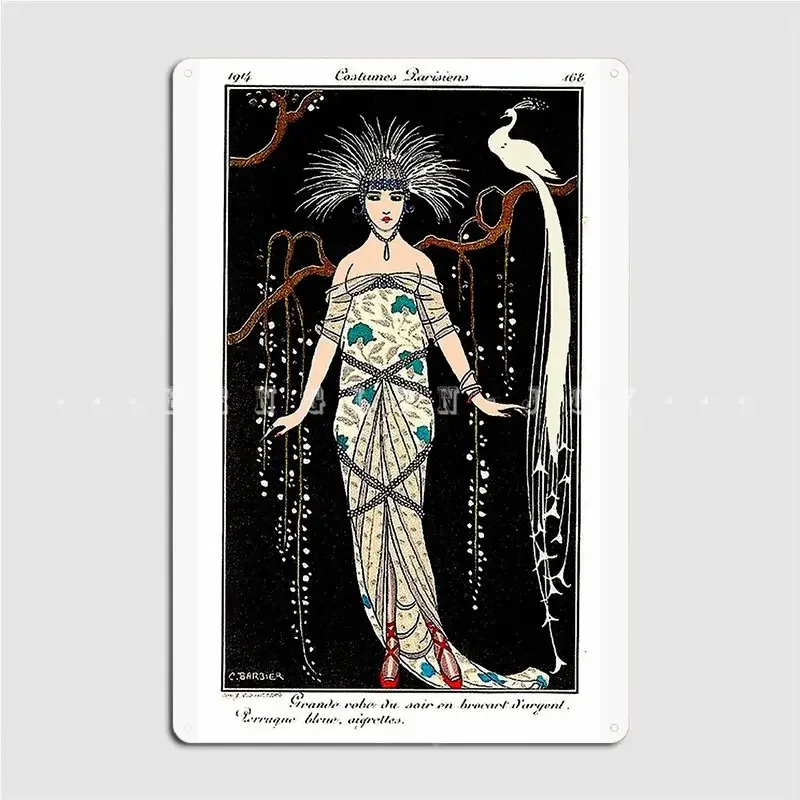 Flapper Costumes Parisiens Vintage 1914 Art Decoprint Metal Plaque Poster Garage Decoration Cinema Kitchen Tin sign Poster