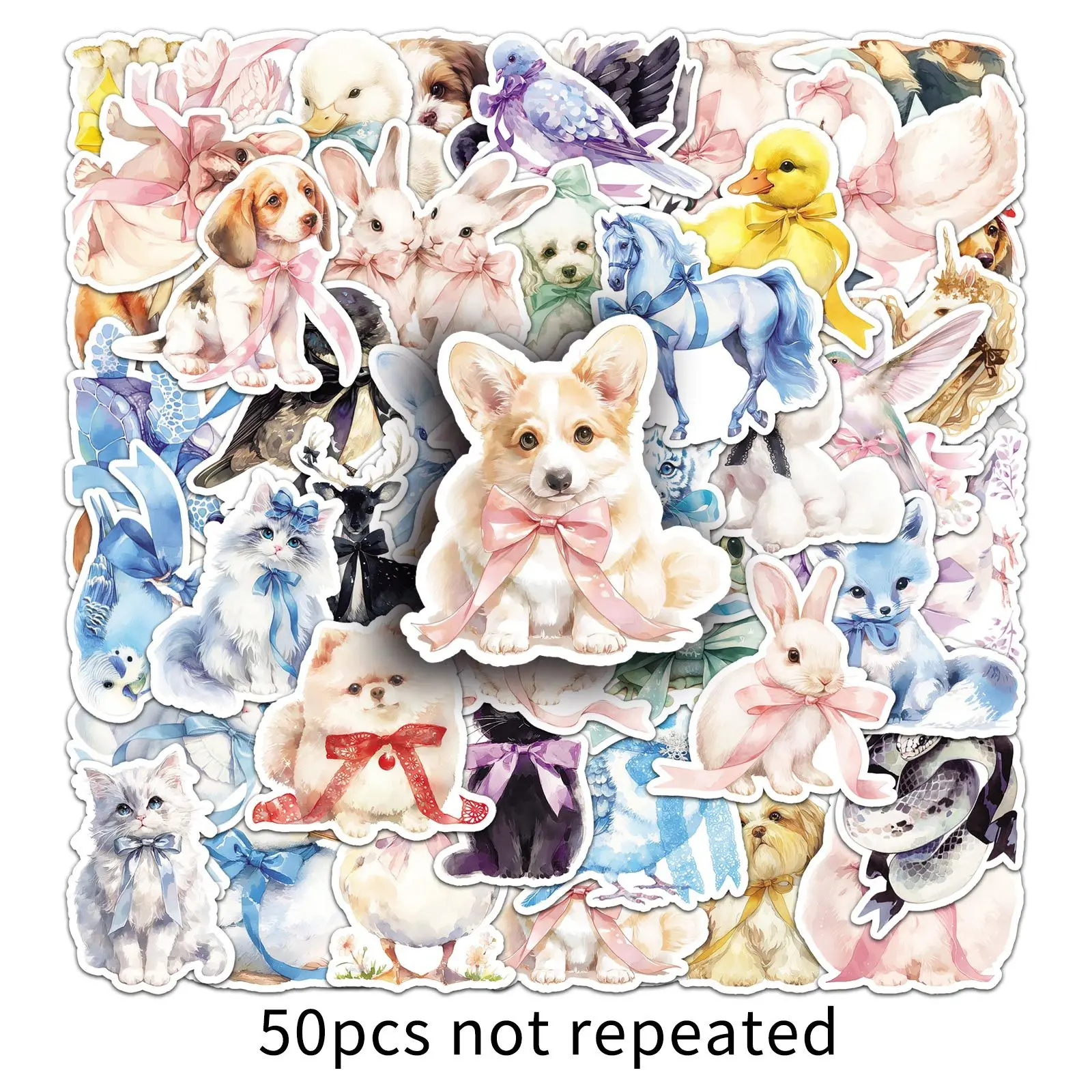 50 قطعة القوس لطيف وناعم الحيوان الكتابة على الجدران ملصقات Kawaii الحيوانات الكرتون صائق دفتر الهاتف الغيتار سكيت خوذة ألعاب أطفال