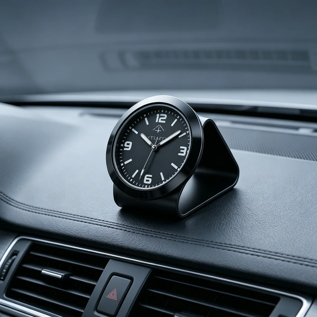 1pc Luminous Mini Car Quartz Analog Clock With Adjustable Angle Stand, Zinc Alloy Dashboard Air Vent Mount For car Decoration