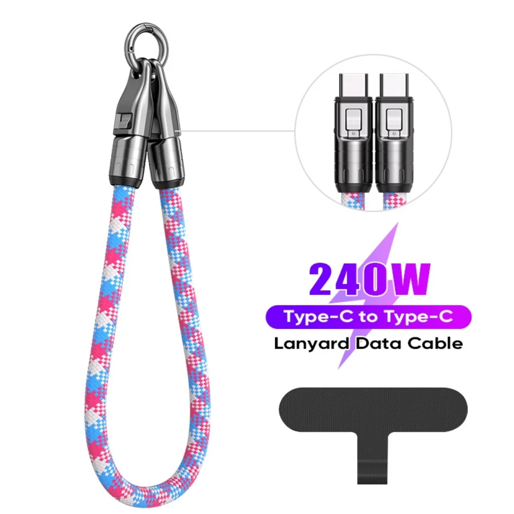 2 in 1 Lanyard 240W USB C To Type C Fast Charging Cable PD3.1 USB Type C Data Cord For IPhone 16 15 MacBook iPad Samsung Xiaomi