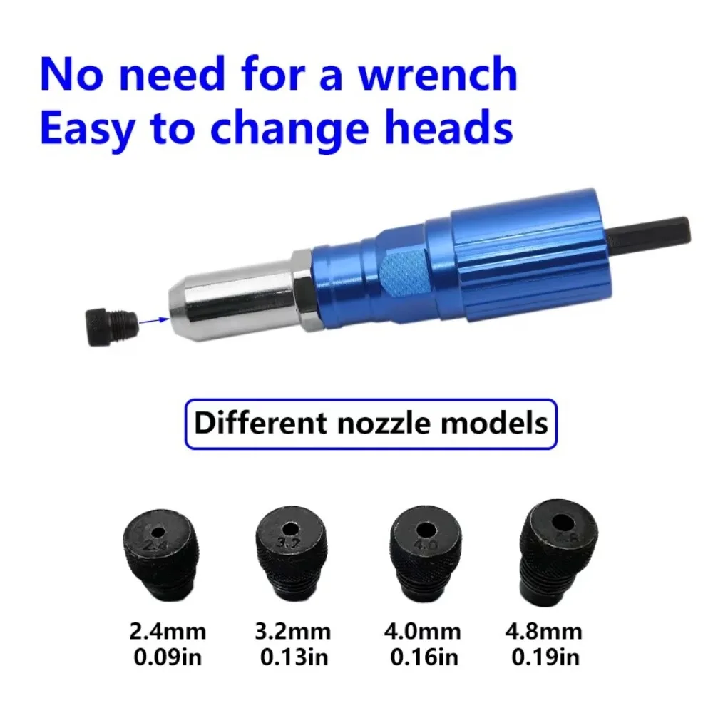 Multifunctional Electric Rivet Conversion Set Aluminum Alloy Power Tool Accessories Core Pulling Rivet Conversion Head Portable