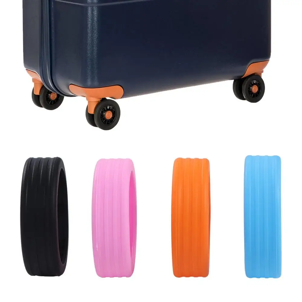 8Pcs Colorful Luggage Wheel Covers Protective Noise Cancelling Silicone Silent Caster Sleeve Shock Absorbing Wave Pattern Design