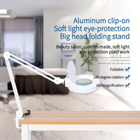 24W LED Clip-on Desk Lamp 16X Magnify Glass Lights for Nail Metal Swing Arm Eye-Caring Precision Parts Inspect Repair Table Lamp