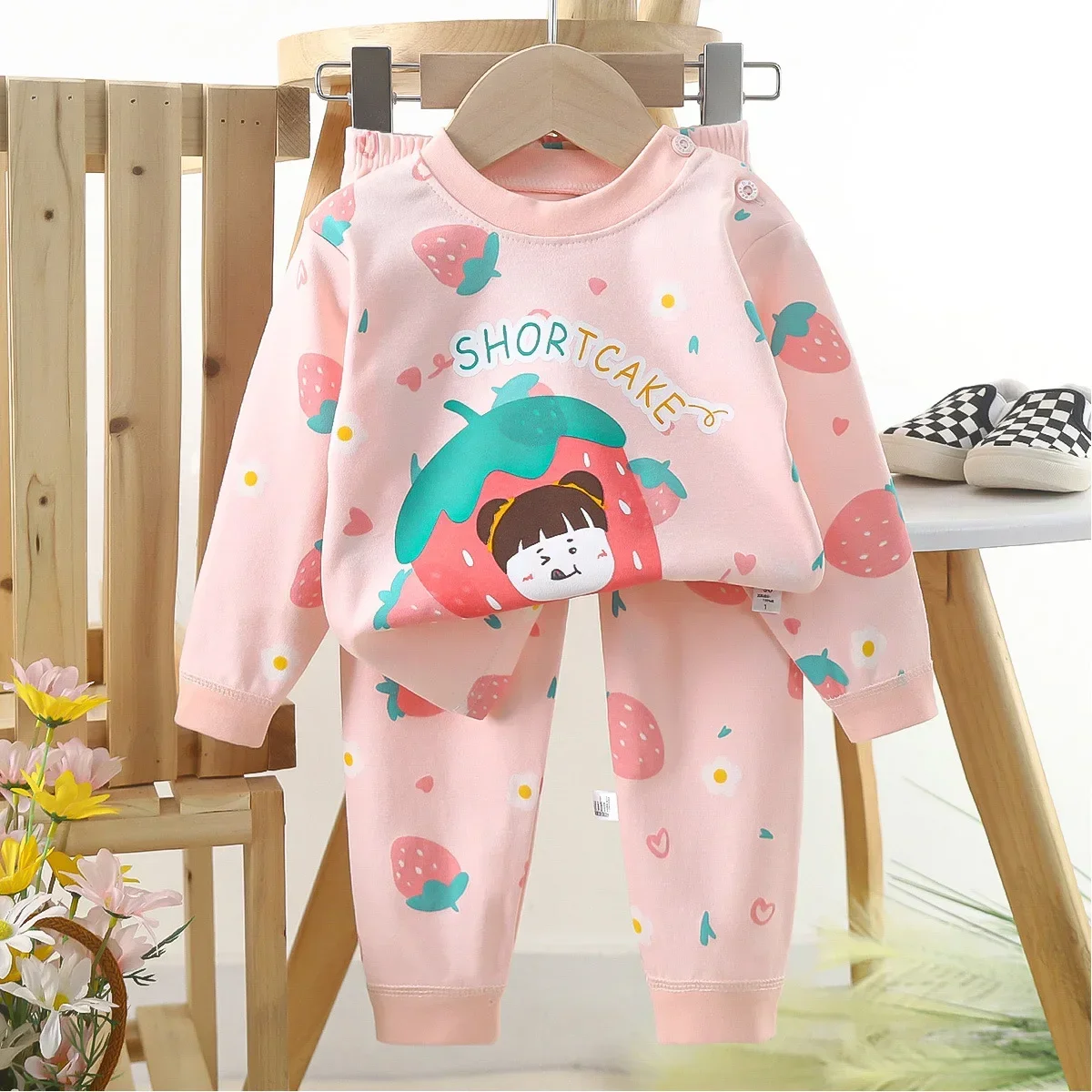 New 2025 Kids Girls Casual Warm Pajamas Cute Cartoon Rabbit Long Sleeve T-Shirt Tops + Pants Baby Autumn Sleepwear Clothing Sets