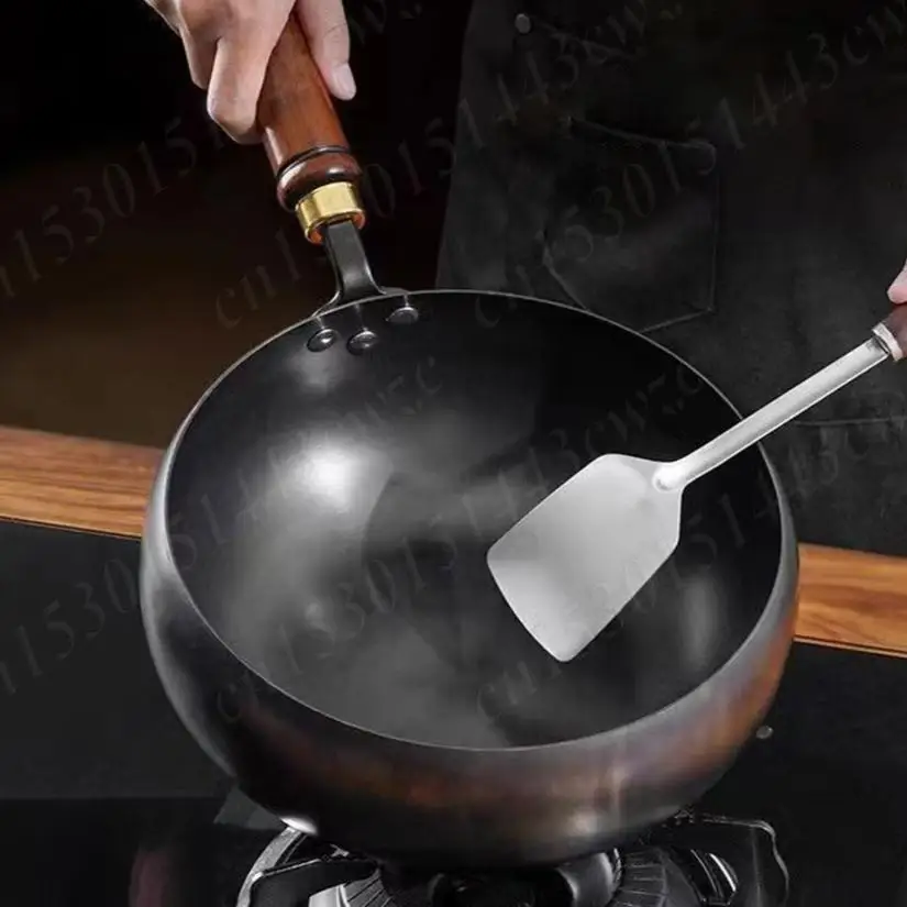 

Non-Coated New Pure Iron Wok Cast Iron Pan 22/24/28cm Chinese Wok Cookware Pan Pot For Gas Induction Cooker Non-stick Frying Pan