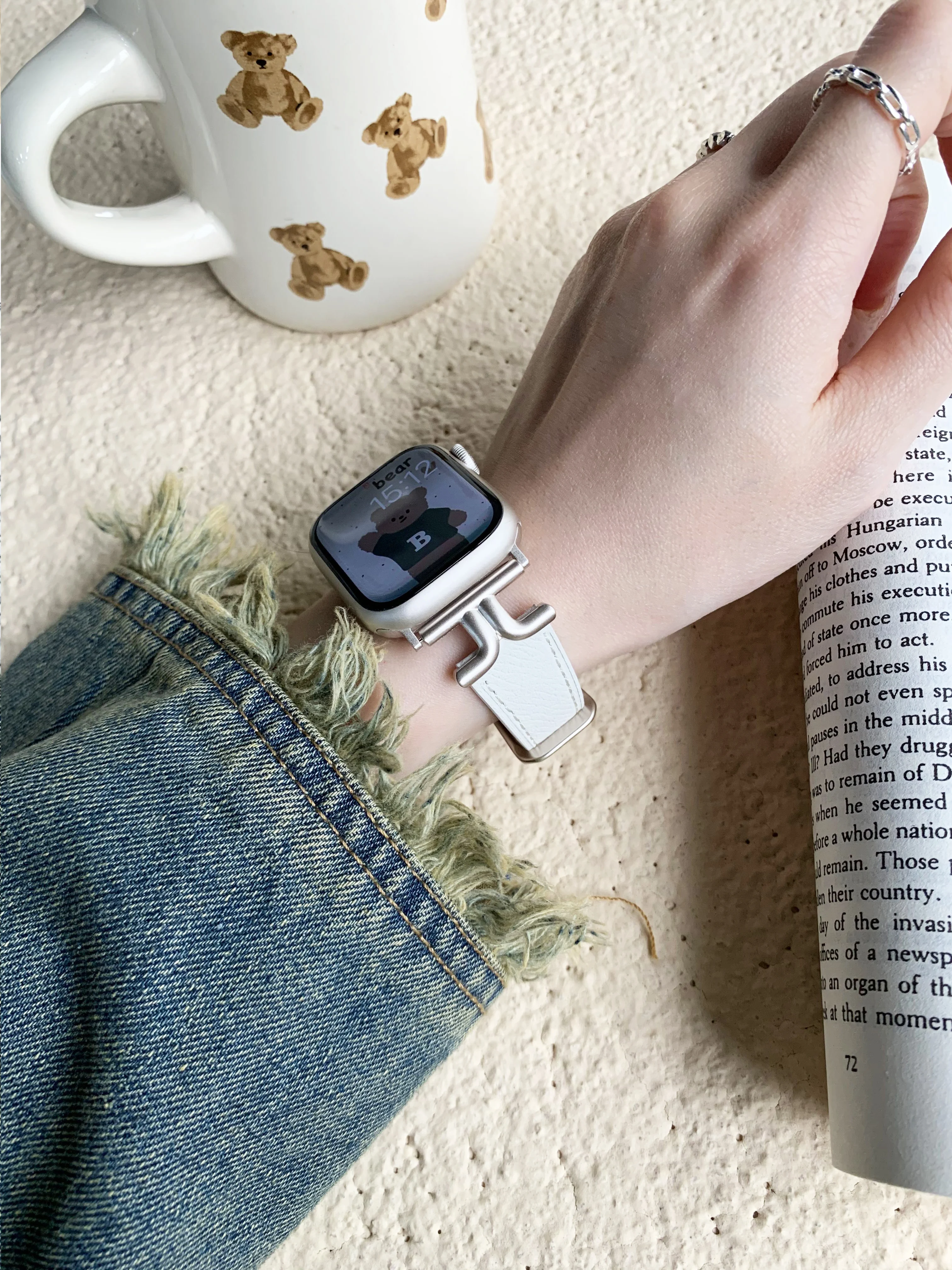 Кожаный ремешок для Apple iWatch band 44 мм 45 мм 49 мм, аксессуары для часов 8 Ultra 49 мм D-образной формы