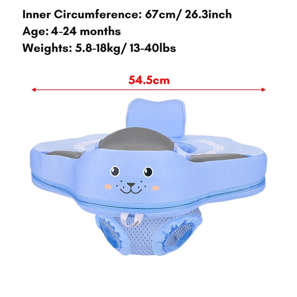 Mambobaby B504 Non-Inflatable Baby Pool Seat Float Summer Swimming Ring with Safety Seat for 4-24 Months Baby