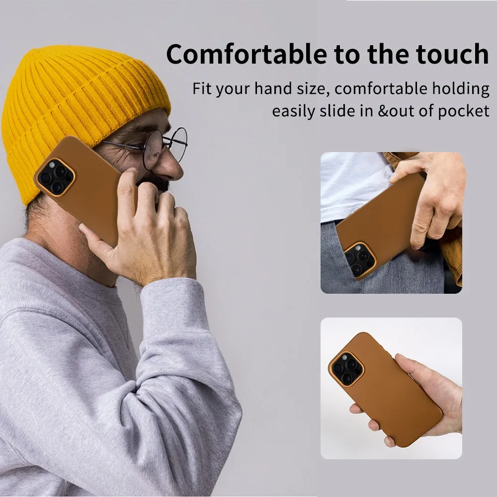 Eco-friendly Magnetic Leather Phone Case For Iphone 16 Pro Max Cover For Iphone 15Pro Magsafe Wireless Charging Vintage Fundas