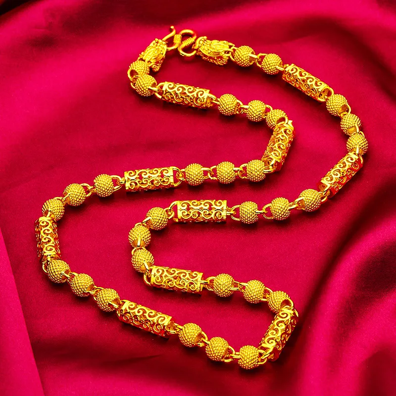 

24K Gold AU999 Men's Bold Hollow Dragon Head Necklace - Premium gold, vivid 3D hollow dragon, fits business/banquets