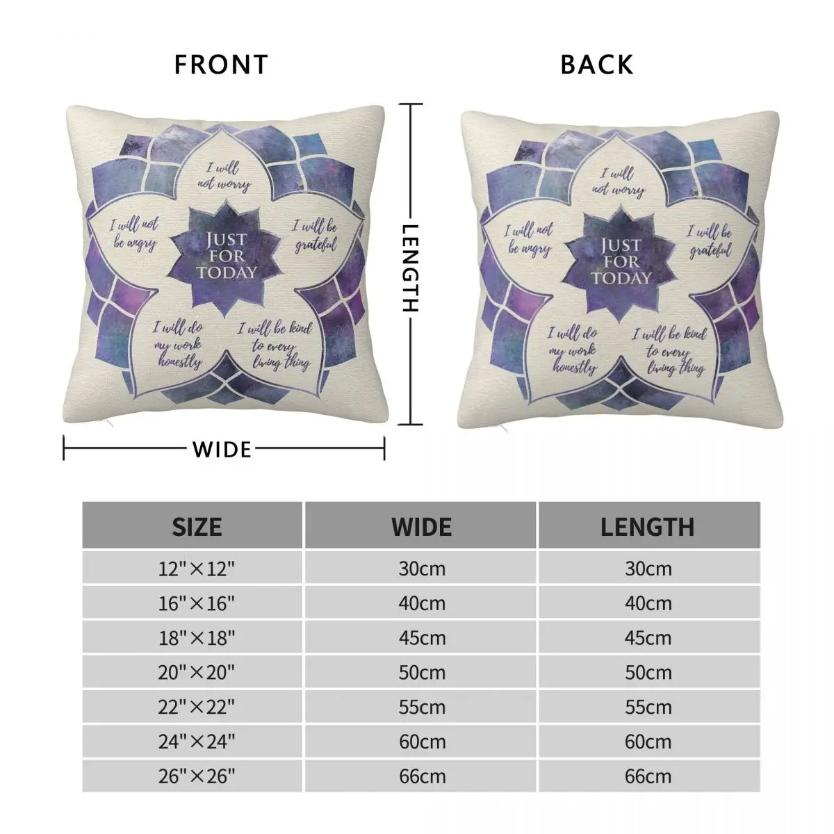 Reiki Principles Precepts Square Pillowcase Polyester Linen Velvet Creative Zip Decorative Throw Pillow Case Room Cushion Cover