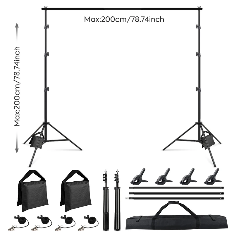 6.5x6.5ft/2x2m Backdrop Alluminium Frames Photo Video Stand Support System Background Set For Birthday Party With Carring Bag