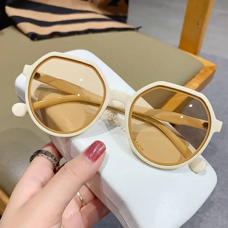 2024 Fashion Style All-match Trend Sunglasses Personalized Round Frame Sunglasses Ins Trend Candy Color Big Frame Sunglasses