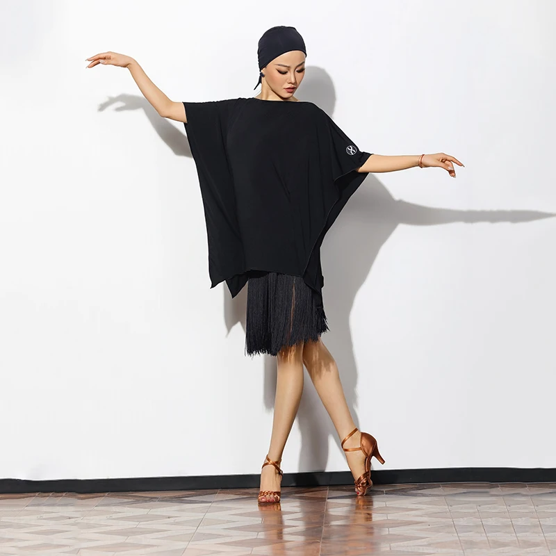 Latin Danswedstrijd Kleding Vrouwen Dolman Mouw Backless Top Kwastje Rok Praktijk Rumba Latin Competitie Jurk DN20723