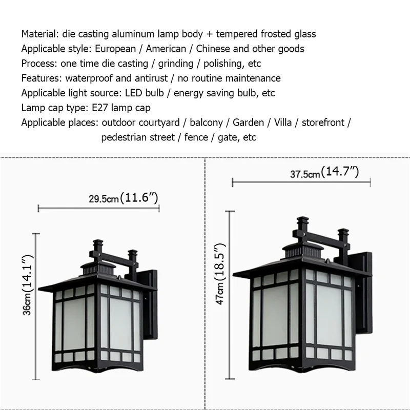 APRIL Outdoor Wall Sconces Lamp Classical Retro Light LED Waterproof Decorative for Home Aisle