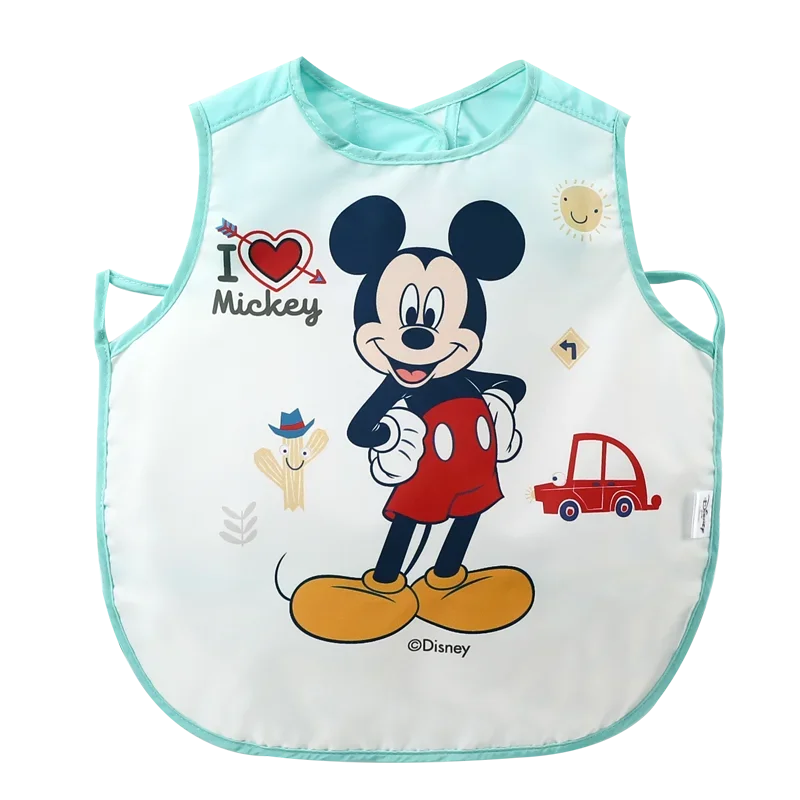 Children\'s Bibs Mickey Minnie Boys Girls Waterproof Bibs Painting Clothes Eating Clothes Baby Sleeveless Reverse Clothes Disney