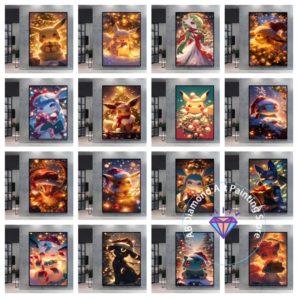 

Pikachu Raichu Eevee Children's Bedroom Decor Christmas Best Gift Square Round AB Diamond Painting Kit 5D DIY Handmade Art Gift