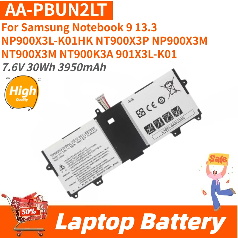 

High Quality Replacement AA-PBUN2LT Laptop Battery 7.6V 30Wh For Samsung Notebook 9 13.3 NT900X3P NP900X3M NP900X3L-K01HK