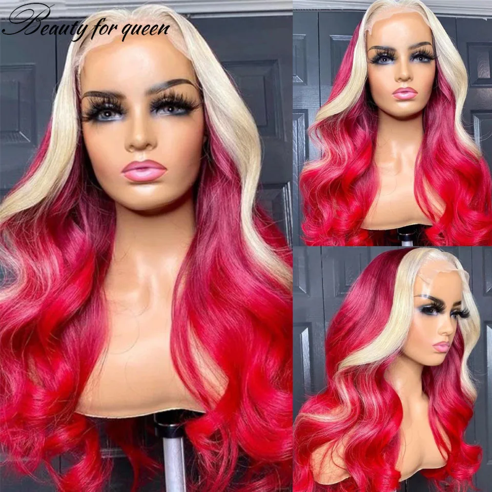 ﻿   Peluca Frontal de encaje 13x4 de color amarillo rojizo, pelucas de cabello humano, pelucas de cabello humano 100% hermosas para niñas que usan pelucas tienen una gran densidad del 180%