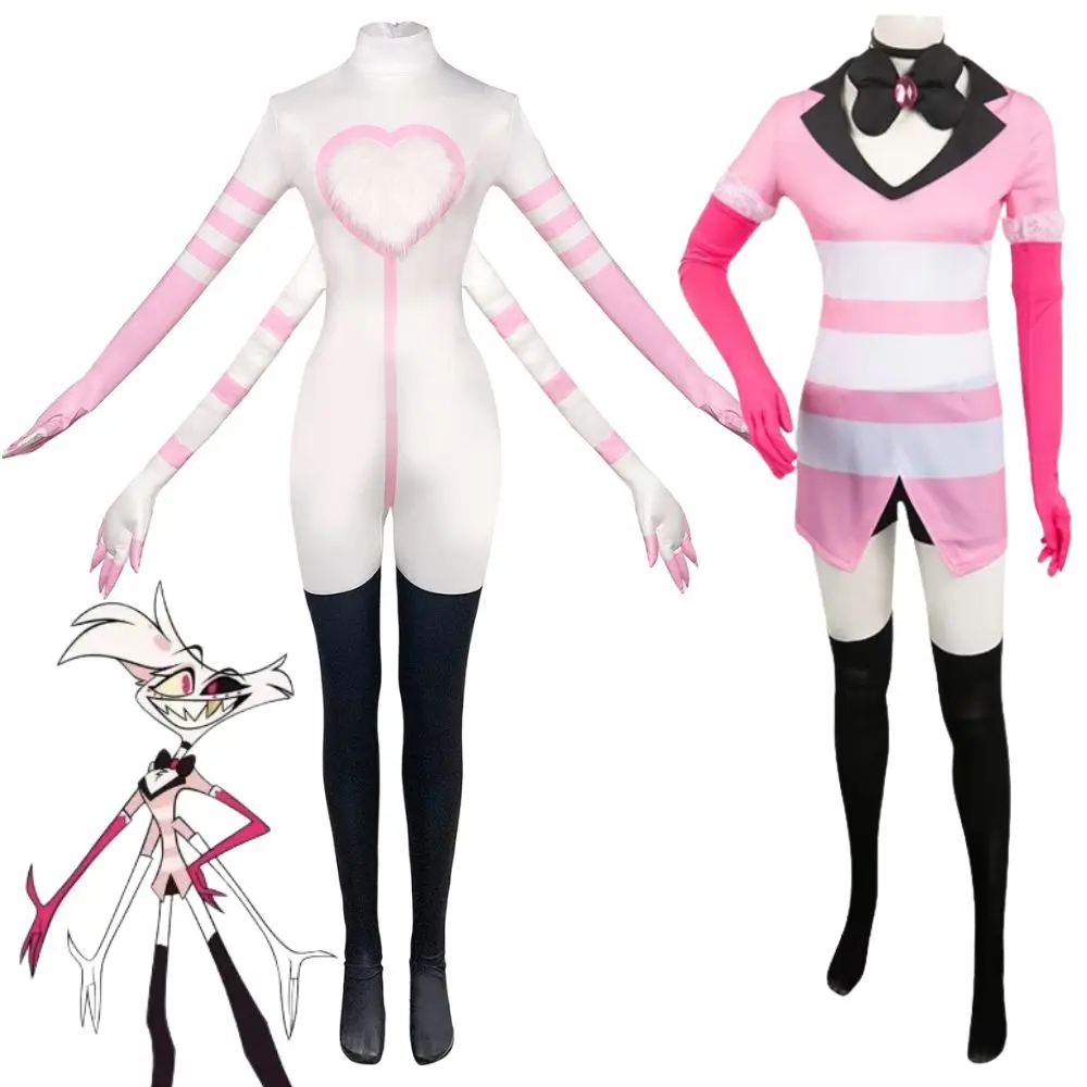 Disfraz de Angel Dust para mujer adulta, disfraz de Hotel de fantasía, mono, juego de rol, ropa de fiesta de Carnaval y Halloween