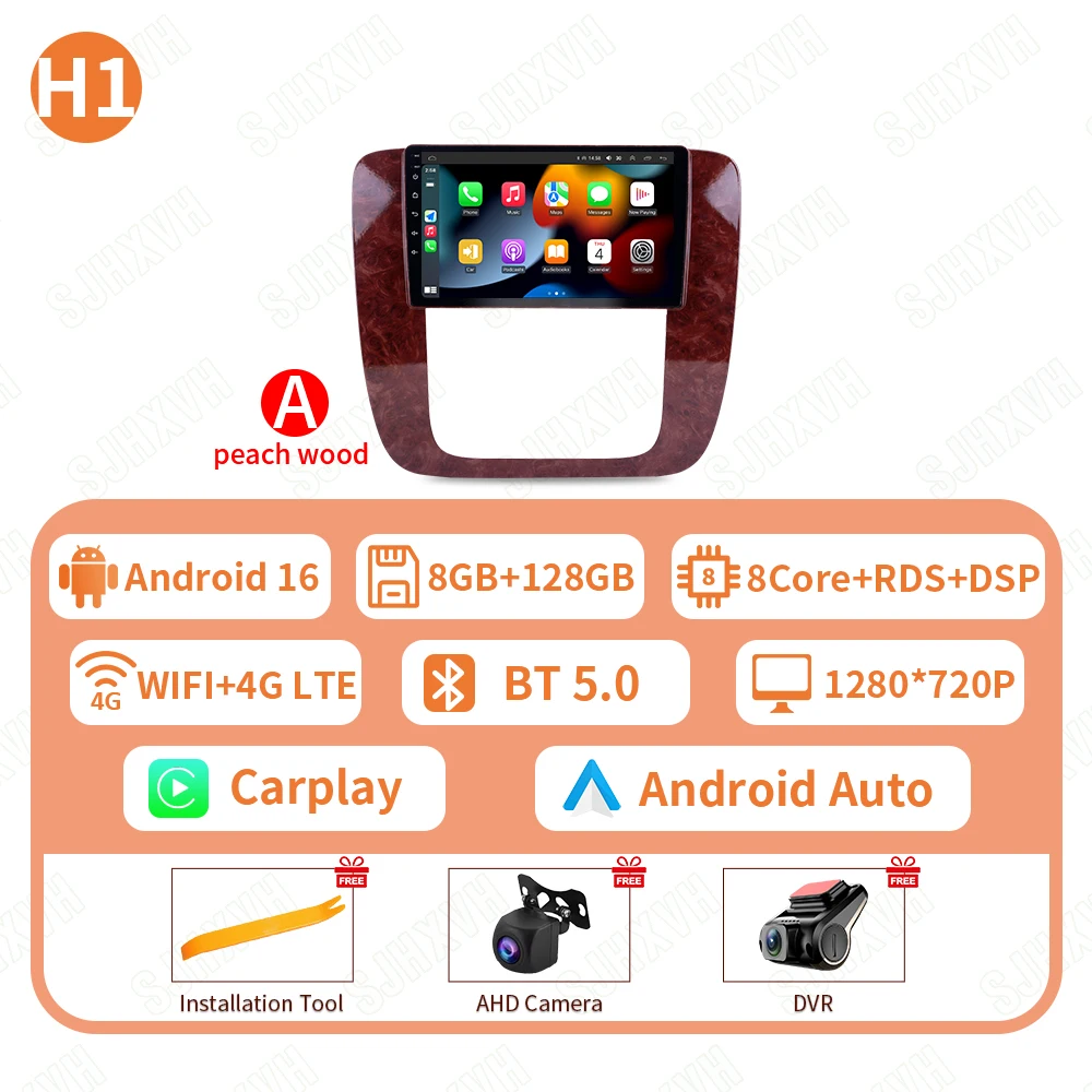 Android 16 autoradio voor GMC Yukon Chevrolet Tahoe Suburban 2008-2012 Carplay multimediaspeler navigatie stereo Wifi+4G - afbeelding 1